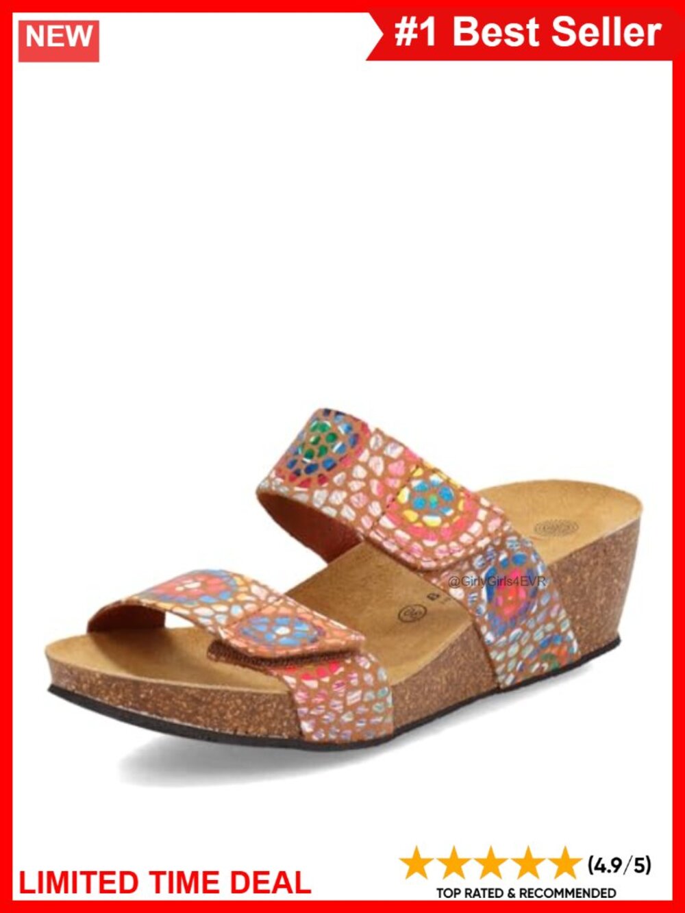 Leather Cork Platform Wedge Sandals Adjustable Slingback Casual Summer